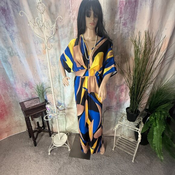 NWOT ๐Maweii Well Fitted Abstract Print Batwing Sleeve Wide Leg Jumpsuit - Picture 6 of 15